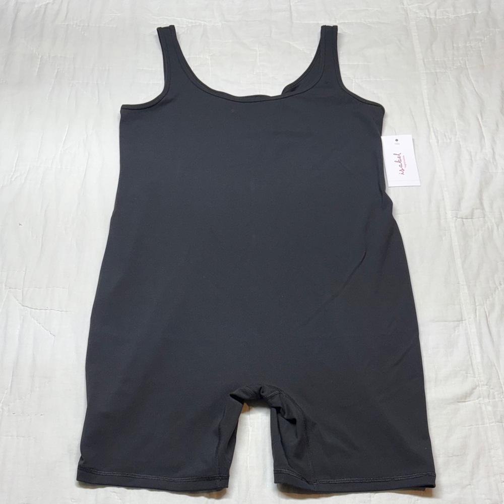 NWT Isabel Maternity Black Layering Athletic Jumpsuit - Balletcore Romper Size L